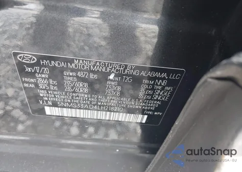 2020 Hyundai Santa Fe Sel из США, поврежденный, VIN 5NMS33AD4LH218210